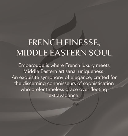 Embarouge Kama Noir Luxury perfume for him Eau De Parfum 100ml– highlighting its influence from French perfume and origin from Middle Eastern perfume